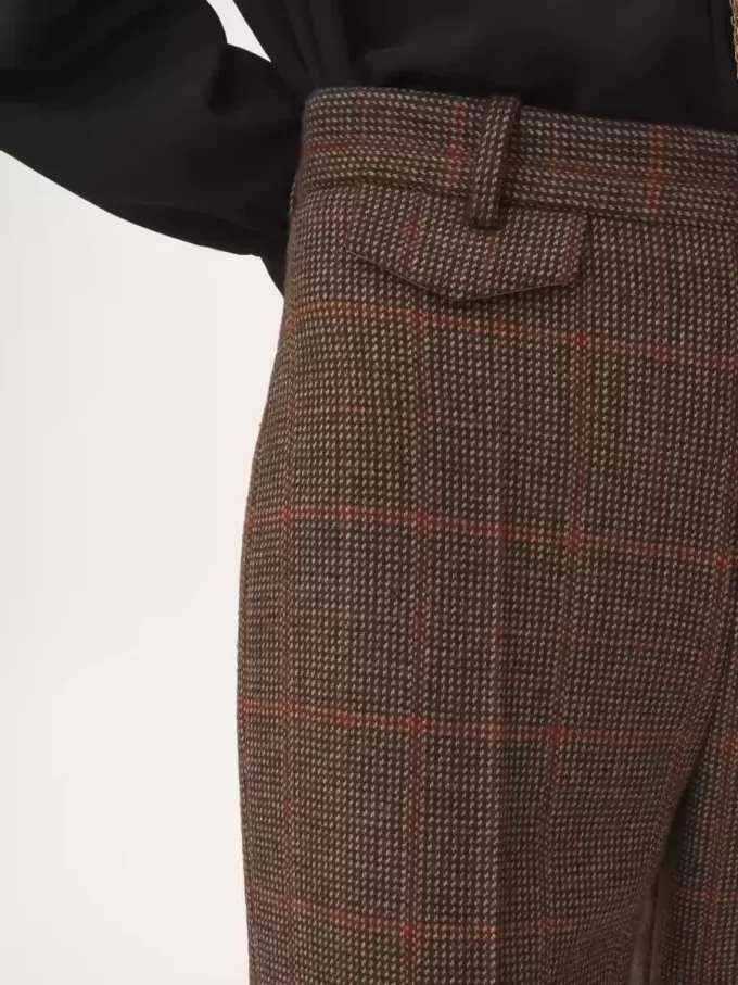 High-rise flared pants in wool check