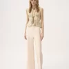 High-rise flared pants in wool gabardine