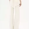 High-rise flared pants in wool grain de poudre