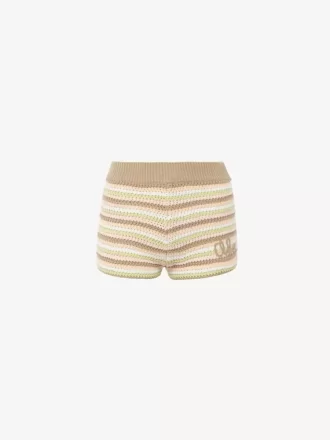 High-rise logo mini shorts in a cotton crochet knit