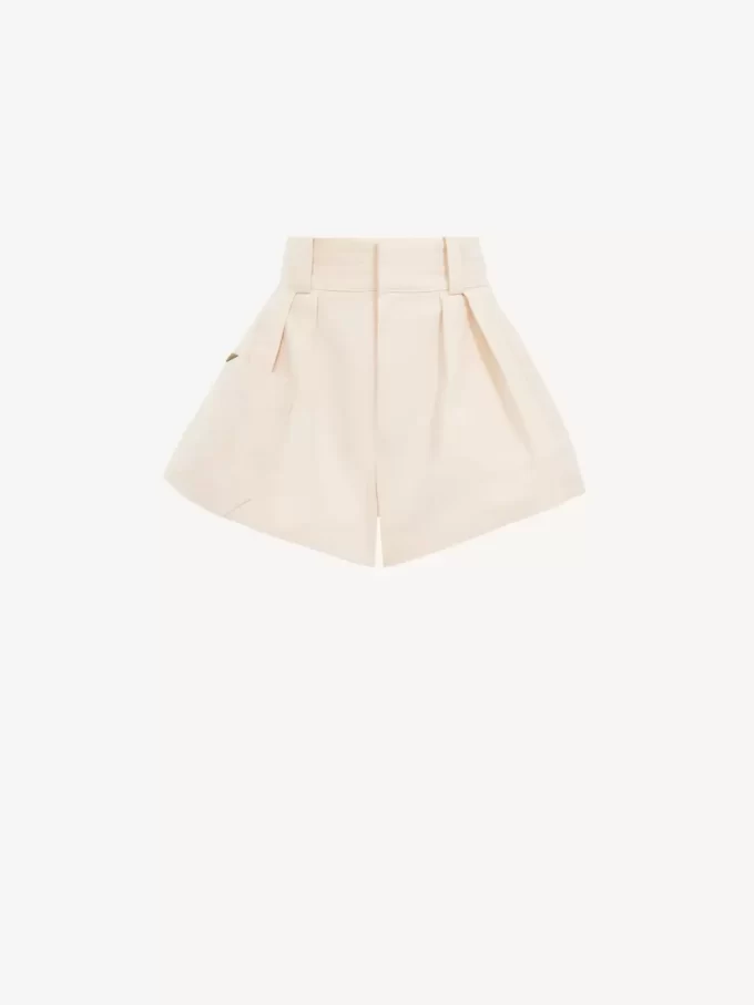 High-rise mini shorts in cotton canvas