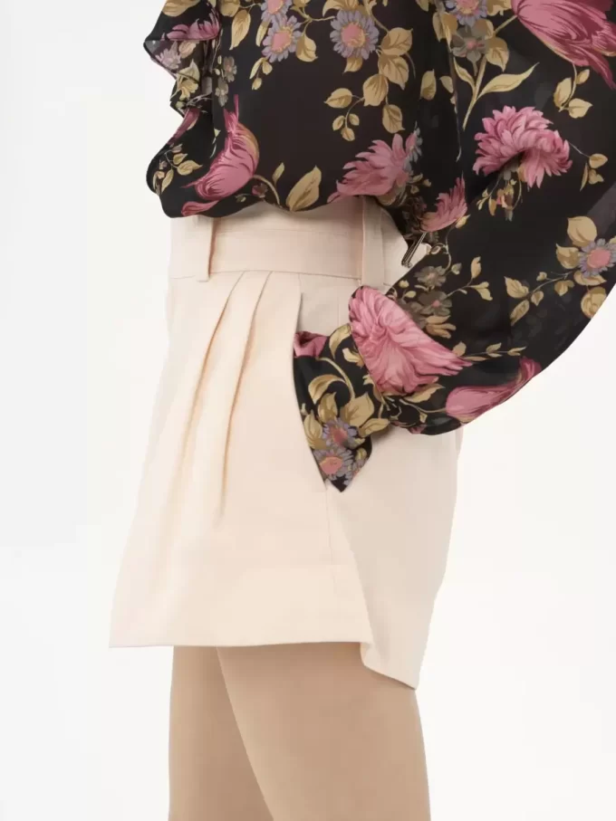 High-rise mini shorts in cotton canvas