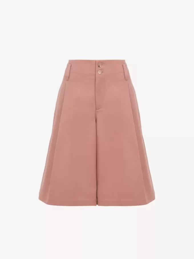 High-rise wide-leg bermuda shorts in cotton