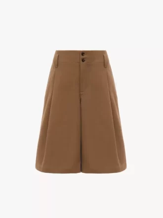 High-rise wide-leg bermuda shorts in cotton