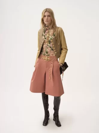 High-rise wide-leg bermuda shorts in cotton