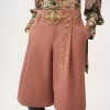High-rise wide-leg bermuda shorts in cotton