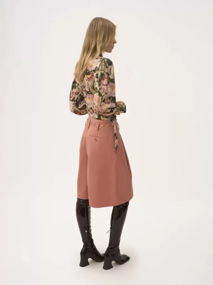 High-rise wide-leg bermuda shorts in cotton