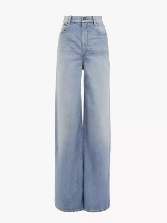 High-rise wide-leg jeans in denim