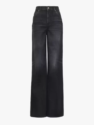 High-rise wide-leg jeans in denim
