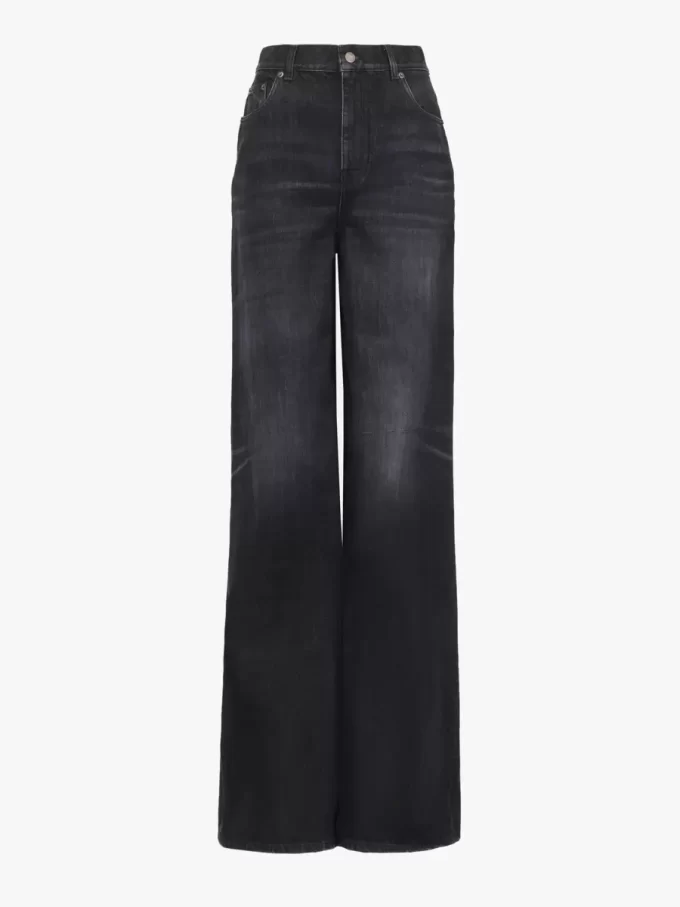 High-rise wide-leg jeans in denim