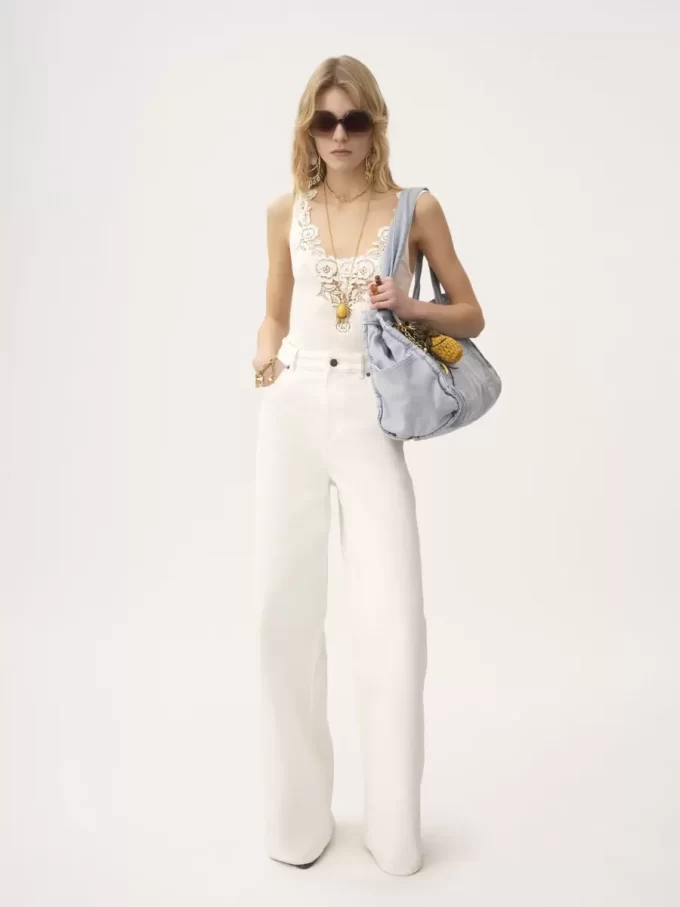 High-rise wide-leg jeans in denim