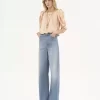 High-rise wide-leg jeans in denim