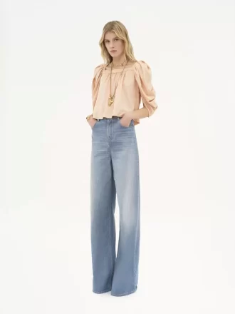High-rise wide-leg jeans in denim