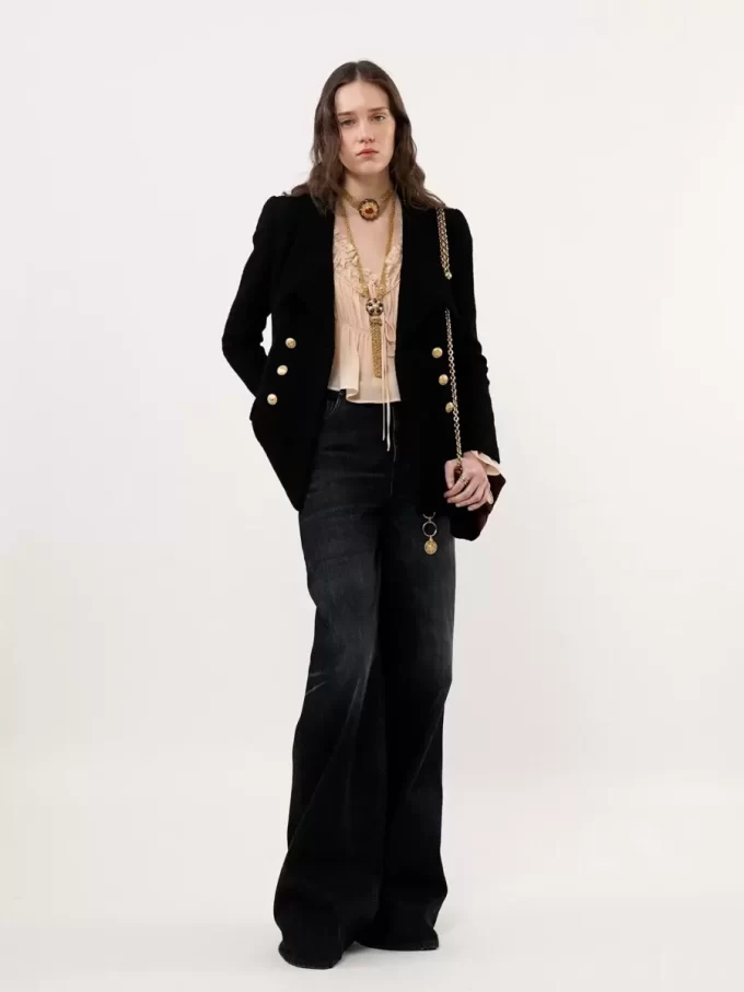 High-rise wide-leg jeans in denim