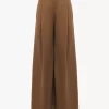 High-rise wide-leg pants in cotton canvas