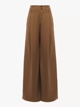 High-rise wide-leg pants in cotton canvas