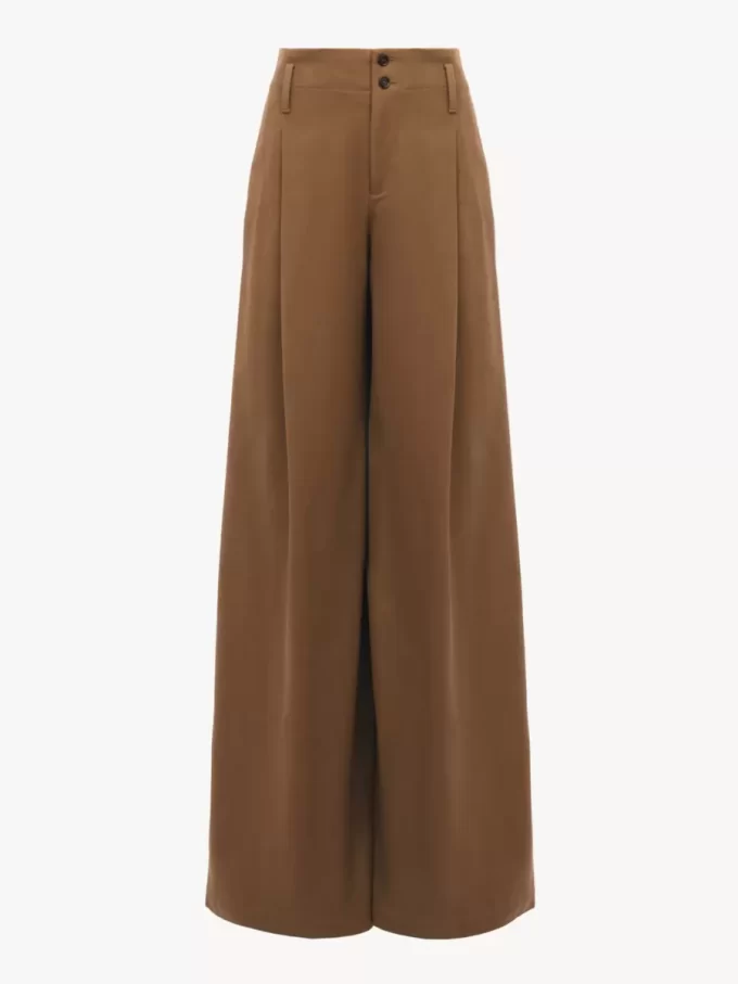 High-rise wide-leg pants in cotton canvas