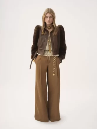 High-rise wide-leg pants in cotton canvas