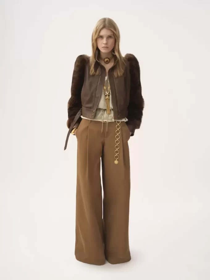 High-rise wide-leg pants in cotton canvas