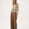 High-rise wide-leg pants in cotton canvas
