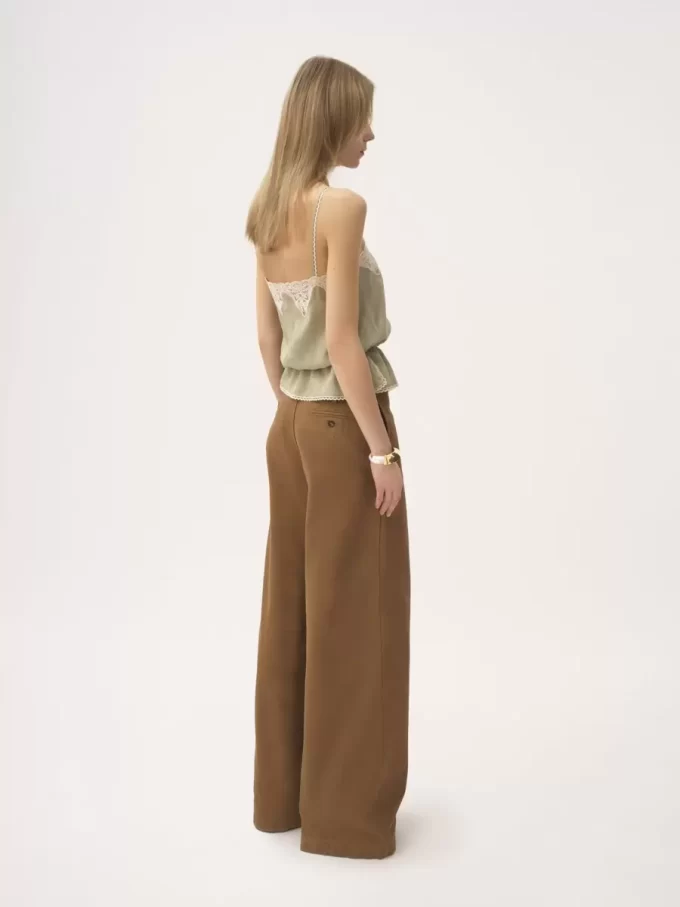 High-rise wide-leg pants in cotton canvas