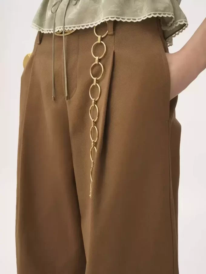 High-rise wide-leg pants in cotton canvas
