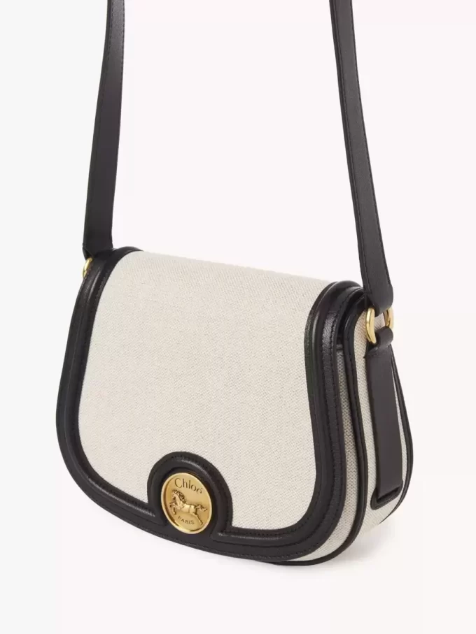 Horse Medal saddle bag in canvas & grained leather