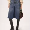 Knee-length skirt in denim