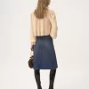 Knee-length skirt in denim