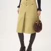 Knee-length skirt in suede