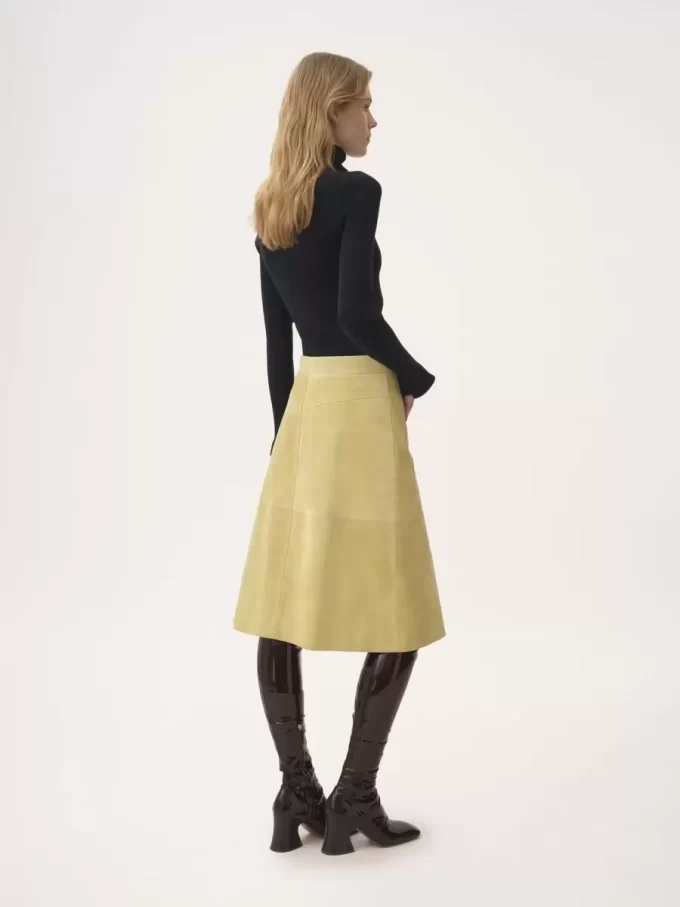 Knee-length skirt in suede