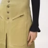 Knee-length skirt in suede