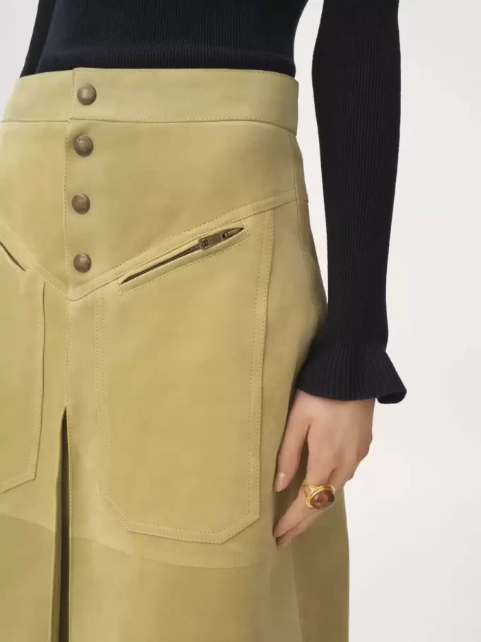 Knee-length skirt in suede