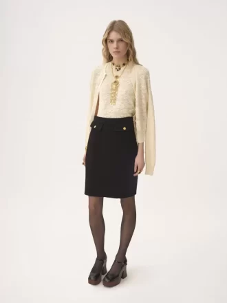 Knee-length skirt in wool bouclette