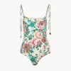 Knotted-strap one-piece swimsuit