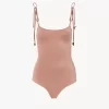 Knotted-strap one-piece swimsuit