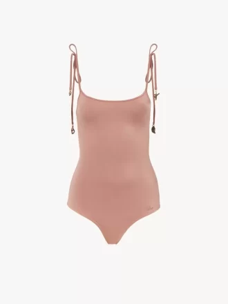 Knotted-strap one-piece swimsuit