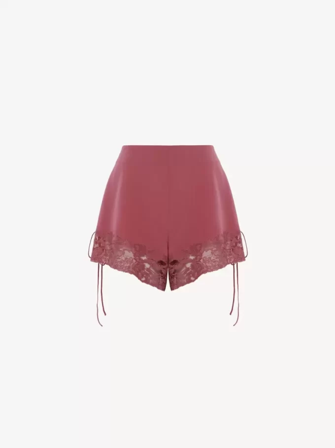 Lace-trimmed lingerie shorts in crêpe de chine