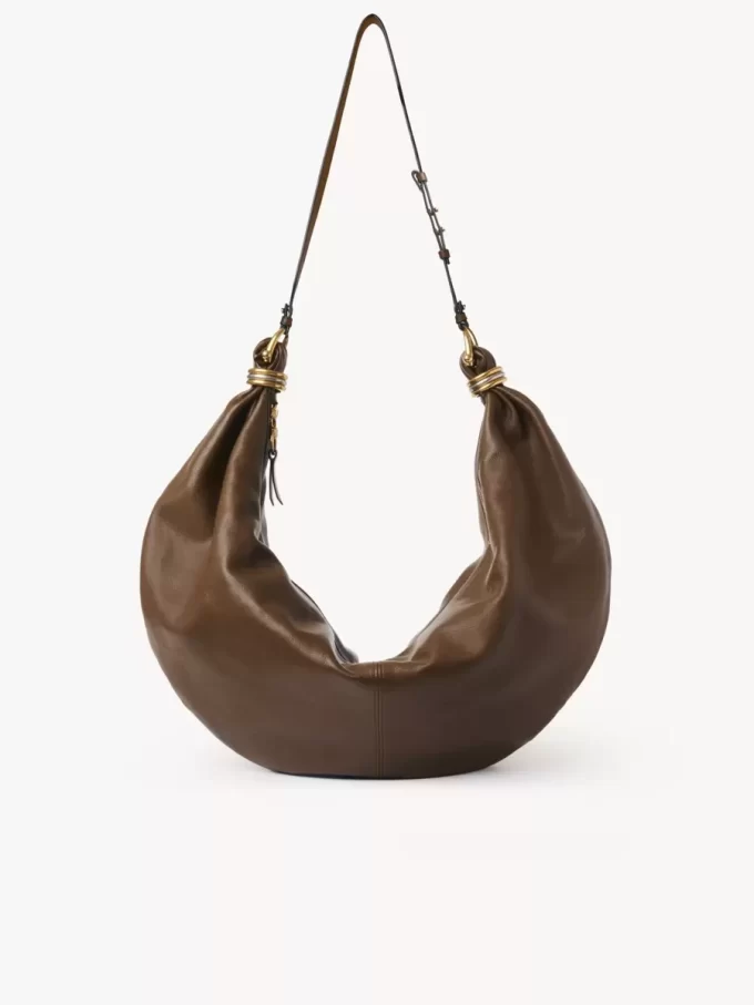Large Bracelet Hobo bag in grained leather