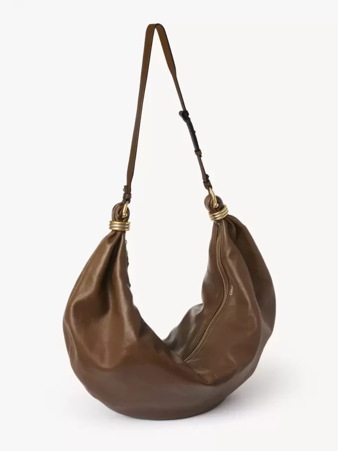 Large Bracelet Hobo bag in grained leather