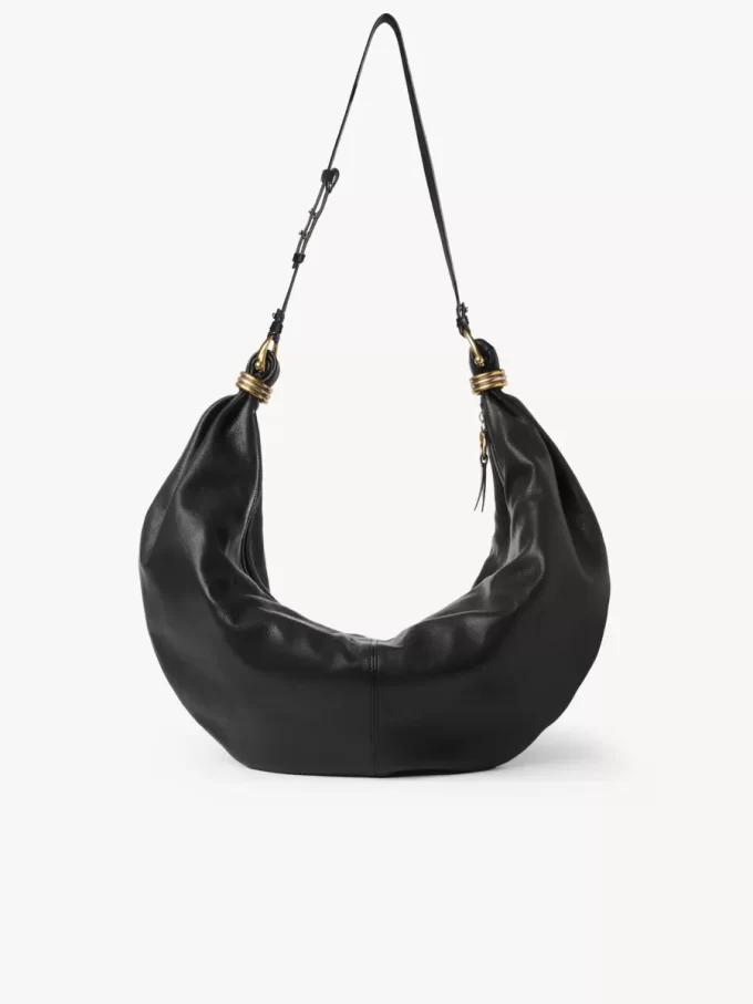 Large Bracelet Hobo bag in grained leather