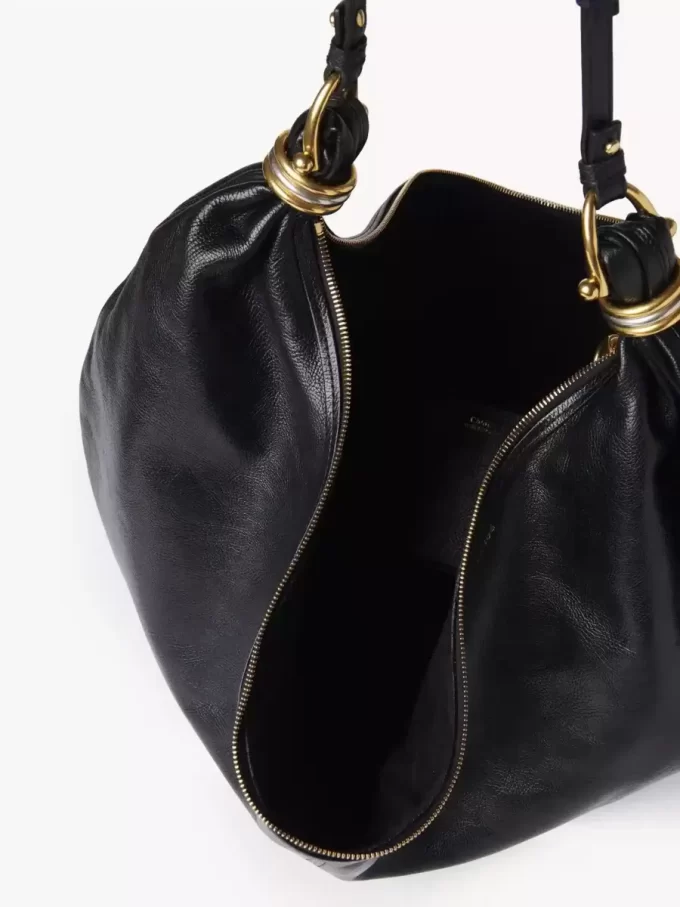 Large Bracelet Hobo bag in grained leather