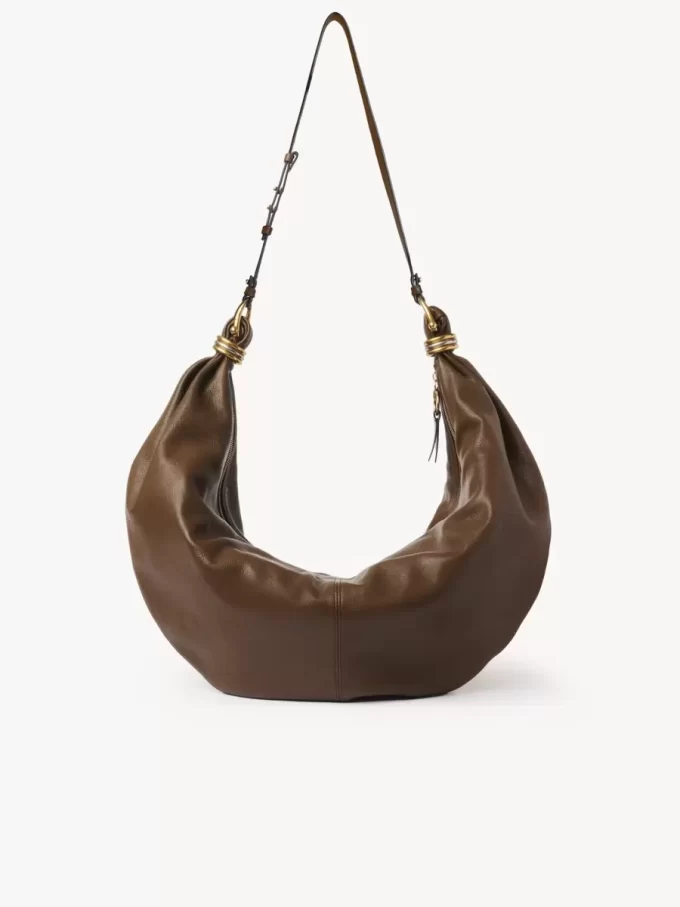 Large Bracelet Hobo bag in grained leather