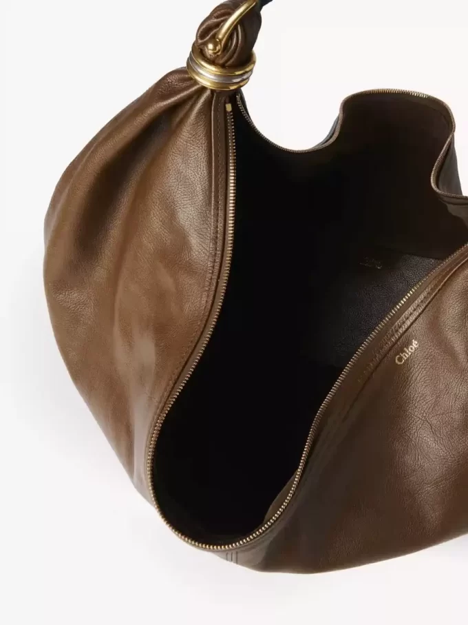 Large Bracelet Hobo bag in grained leather