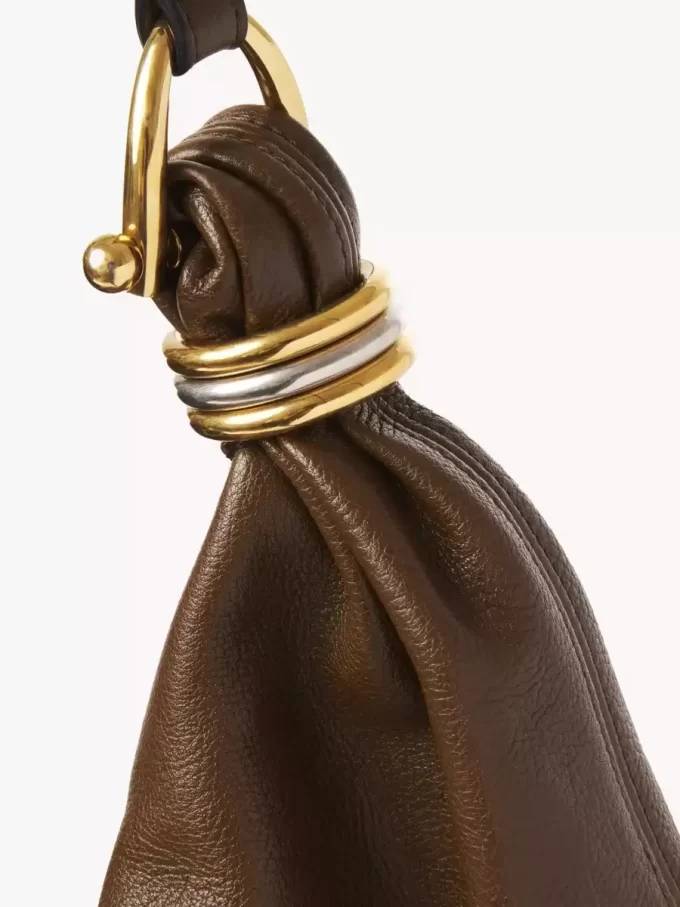 Large Bracelet Hobo bag in grained leather