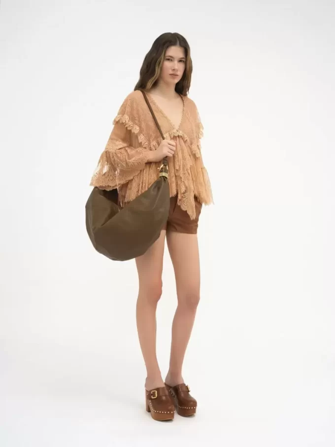 Large Bracelet Hobo bag in grained leather