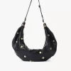Large Bracelet hobo bag in grained leather with studs Large Bracelet hobo bag in grained leather with studs