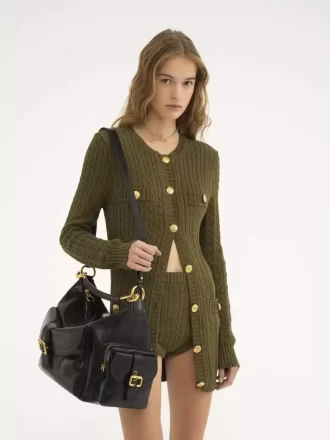 Large Camera bag in shiny leather