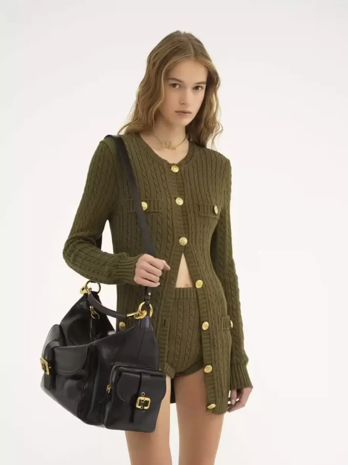 Large Camera bag in shiny leather