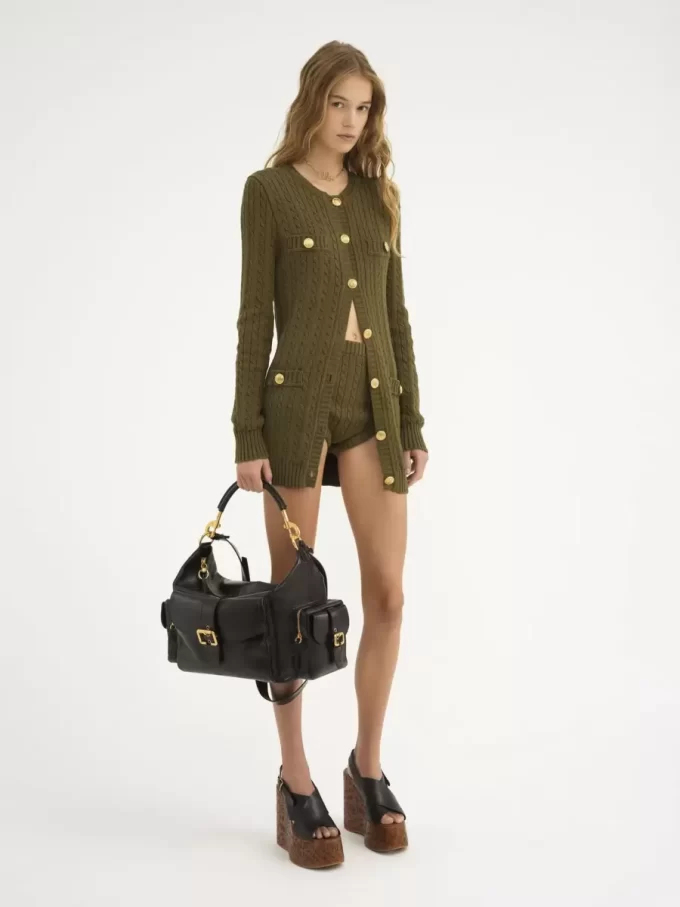 Large Camera bag in shiny leather